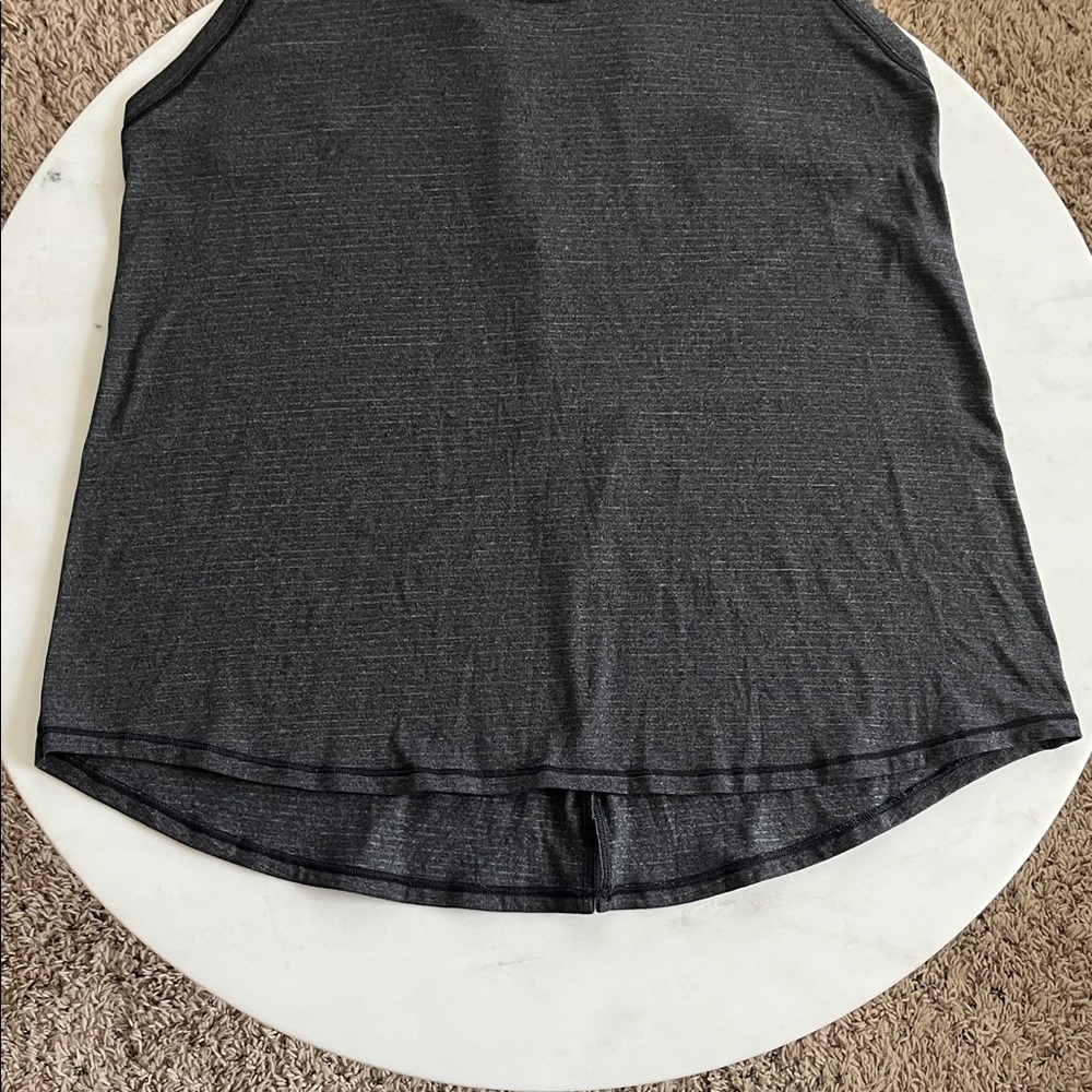 Lululemon Athletica Tank Top Size 8 Charcoal Striped Racerback Split Back - Picture 3 of 11
